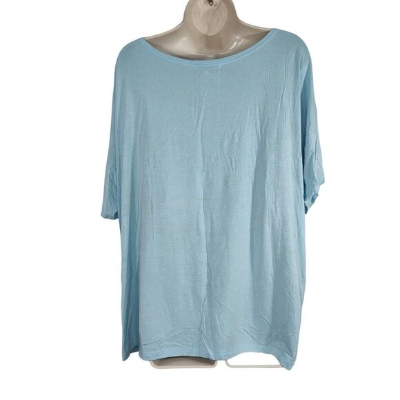 Piko 1988 Oversize Lagenlook Blue Knit Top Women Size M Short Sleeve Boatneck - Picture 4 of 8